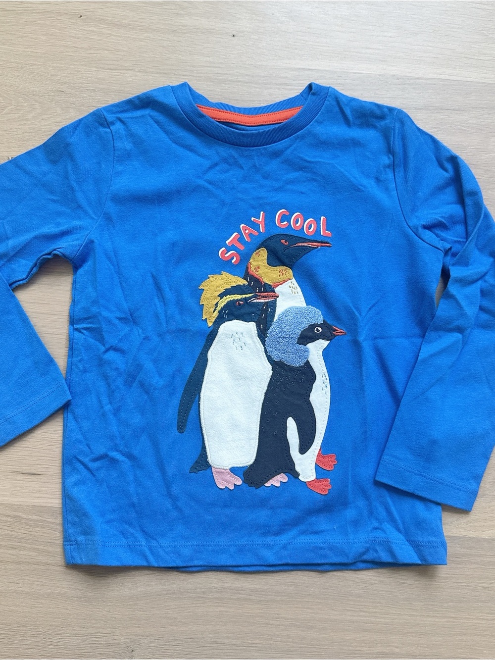 NWOT Mini Boden Penguin Appliqué Long Sleeve Shirt